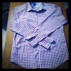 EGARA men's long sleeve button-down plaid shirt